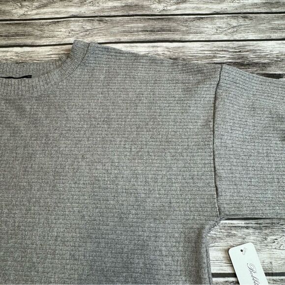 Final Touch Women's Horizontal Ribbed Bubble Sleeve Blouse S SM Small Grey Gray - Picture 6 of 16